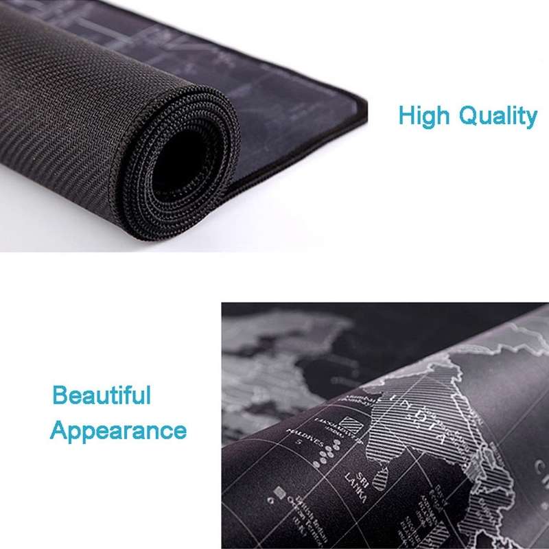 Extended Large Anti-Slip World Map Pattern Soft Rubber Smooth Cloth Surface Game Mouse Pad Keyboard