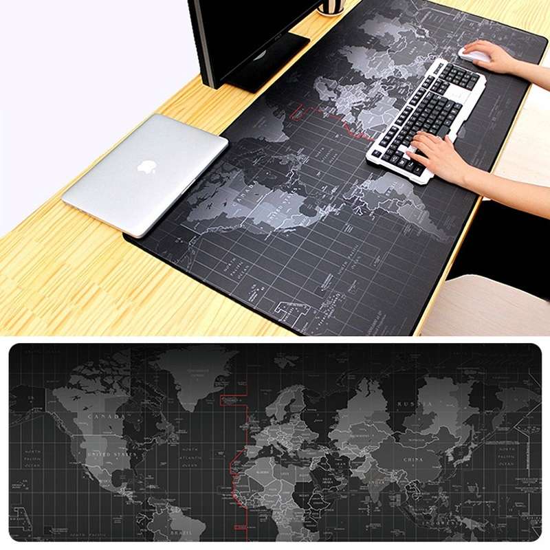 Extended Large Anti-Slip World Map Pattern Soft Rubber Smooth Cloth Surface Game Mouse Pad Keyboard