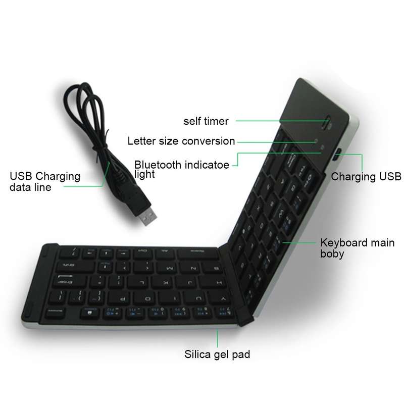 F66 Foldable Bluetooth Wireless 66 Keys Keyboard, Support Android / Windows / iOS (Rose Gold)