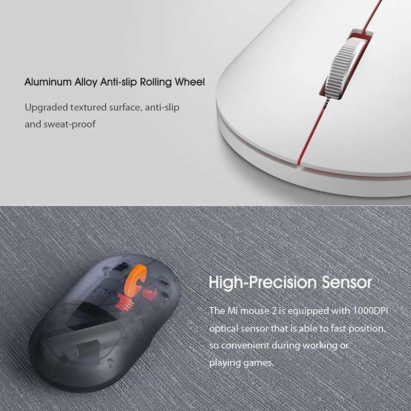 Original Xiaomi 2.4GHz 125HZ 1000DPI Rechargeable Ultra-thin Computer Mouse 2(White)
