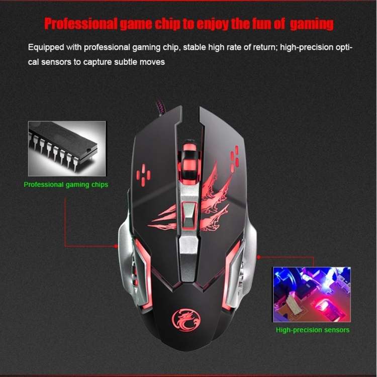 Apedra iMICE A8 High Precision Gaming Mouse LED Four Color Controlled Breathing Light USB 6 Buttons