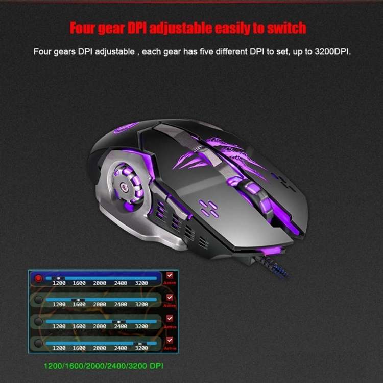 Apedra iMICE A8 High Precision Gaming Mouse LED Four Color Controlled Breathing Light USB 6 Buttons