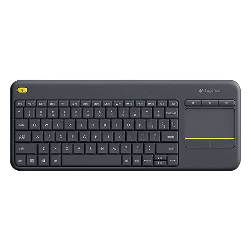 Logitech K400 Plus 2.4GHz Wireless Touch Control Keyboard, Wireless Range: 10m (Black)