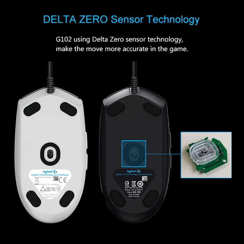 Logitech G102 6-keys RGB Glowing 6000DPI Five-speed Adjustable Wired Optical Gaming Mouse, Length: