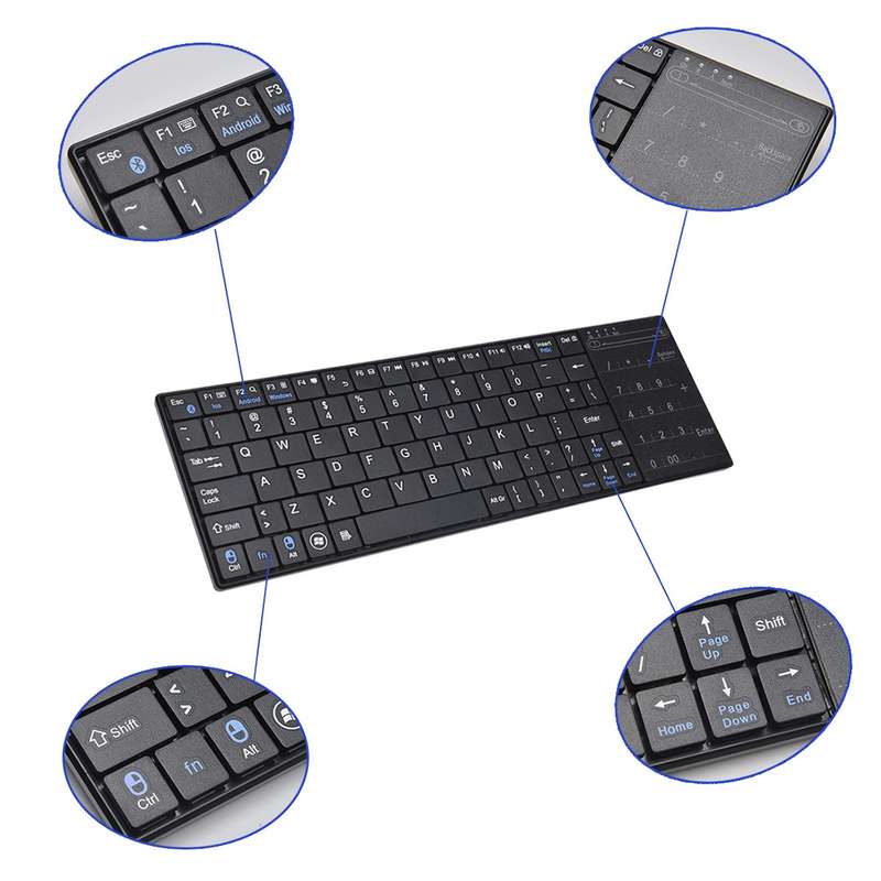 K-07 ABS Wireless Chargeable Bluetooth Touch Keyboard(Black)