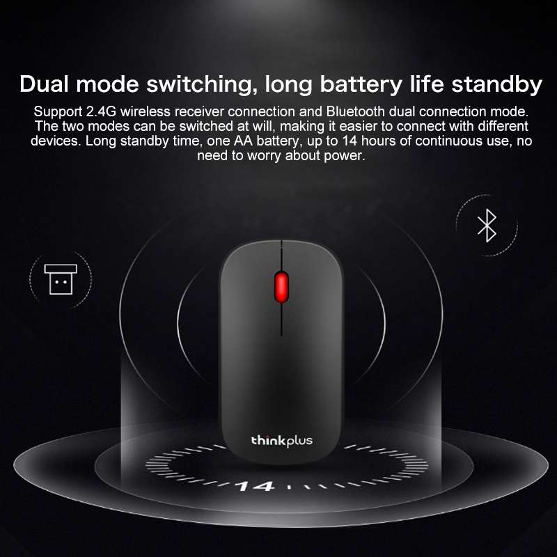 Lenovo thinkplus Portable Business Style Wireless Bluetooth Mouse (Black)