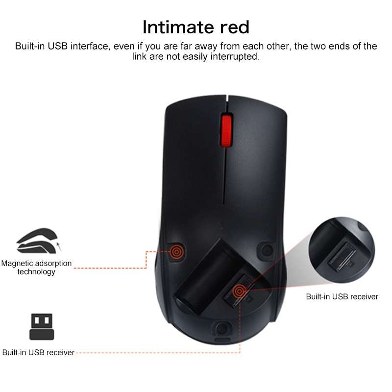 Lenovo M120 Pro Fashion Office Red Dot Wireless Mouse (Black)