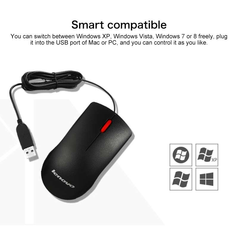 Lenovo M120 Pro Fashion Office Red Dot Wired Mouse (Black)