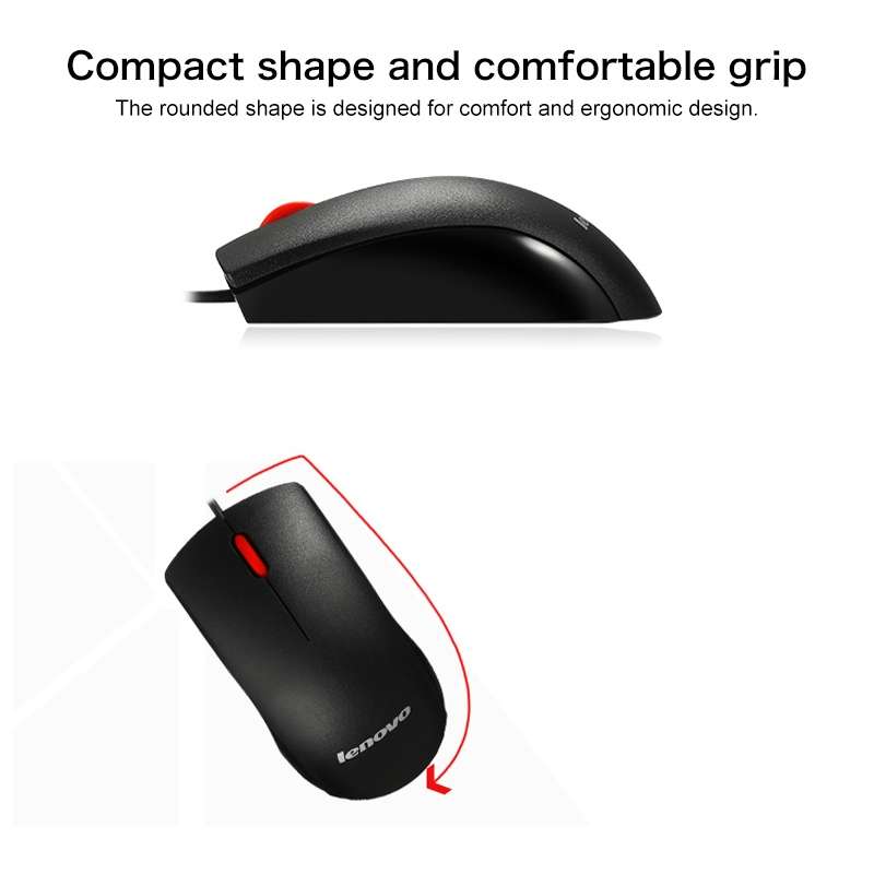 Lenovo M120 Pro Fashion Office Red Dot Wired Mouse (Black)