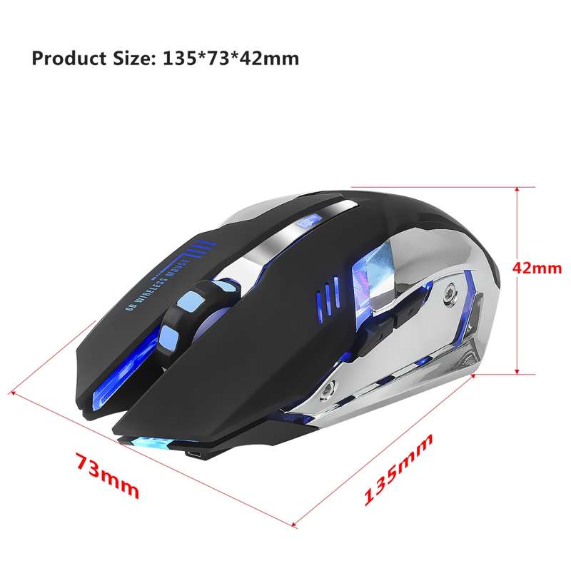 HXSJ M10 2.4GHz 6-keys USB Rechargeable Colorful Lighting Ergonomic 2400DPI Wireless Optical Gaming