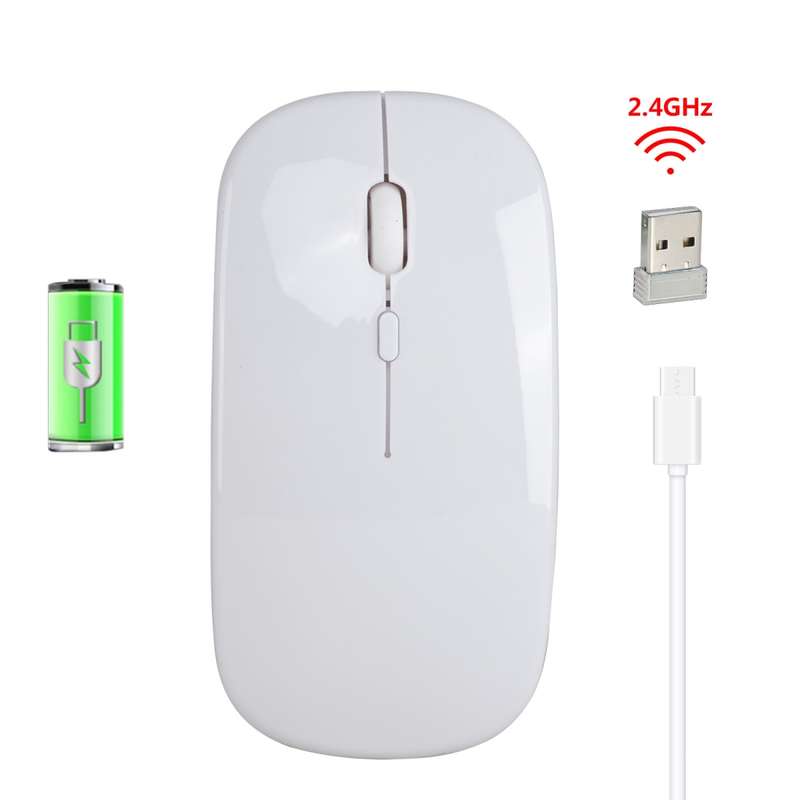 HXSJ M80 2.4GHz Wireless 1600DPI Three-speed Adjustable Optical Mute Mouse (White)