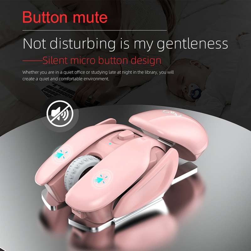 HXSJ T37 2.4GHz 1600dpi 3-modes Adjustable Wireless Mute Mouse (Pink)