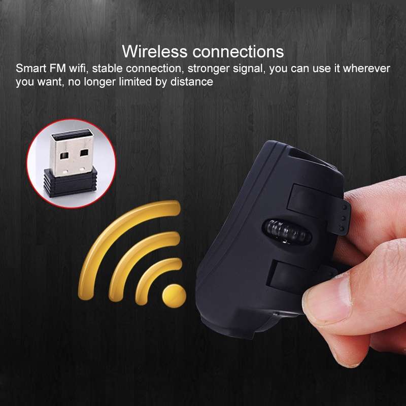 GM306DM 2.4G Lazy Finger Ring Mouse Rechargeable Wireless Mouse(Black)