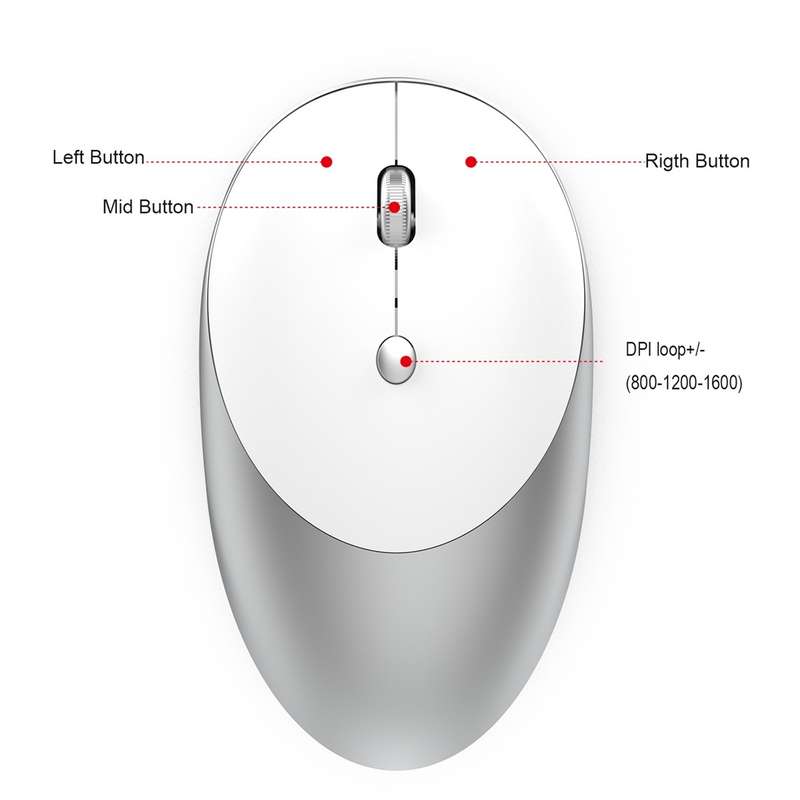 HXSJ T36 2.4G Bluetooth 5.0+3.0 Three-mode Silent Design Wireless Bluetooth Mouse (Silver)