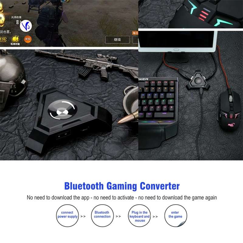 HXSJ P5 Bluetooth 4.1 Keyboard Mouse Bluetooth Gaming Converter, Can Not Be Pressed Version(Black)