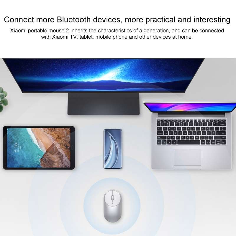 Original Xiaomi Portable Mouse 2 Optical Wireless Bluetooth 4.2 RF 2.4GHz 4000DPI Adjustable Dual Mo