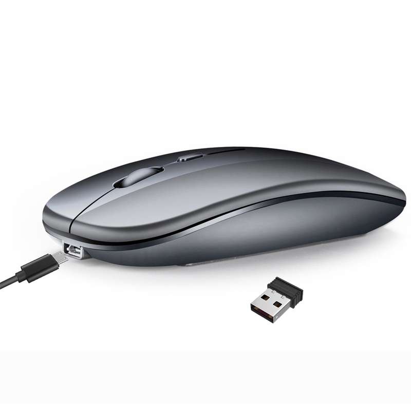 HXSJ M90 2.4GHz Ultrathin Mute Rechargeable Dual Mode Wireless Bluetooth Notebook PC Mouse (Gold)