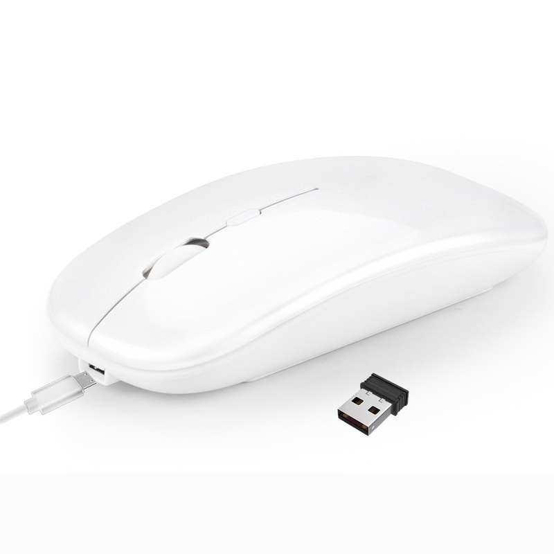 HXSJ M90 2.4GHz Ultrathin Mute Rechargeable Dual Mode Wireless Bluetooth Notebook PC Mouse (Gold)
