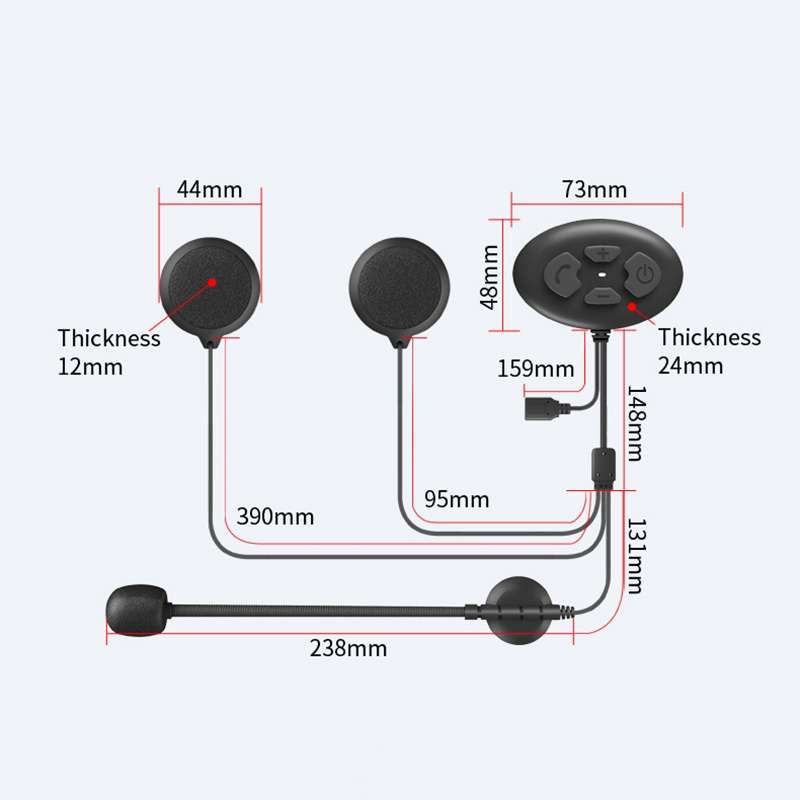 Dier DK12 800m Helmet Wireless Bluetooth Headset 5.0 Waterproof Double Motorcycle Call Headset With