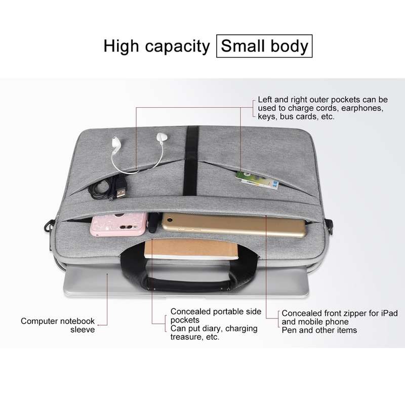 13.3 inch Breathable Wear-resistant Fashion Business Shoulder Handheld Zipper Laptop Bag with Shoul