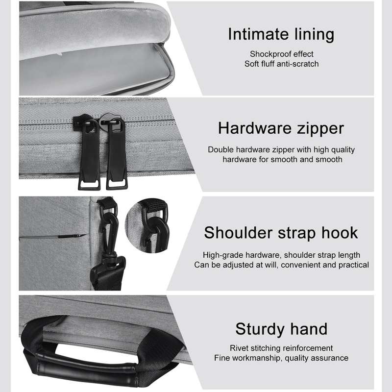 13.3 inch Breathable Wear-resistant Fashion Business Shoulder Handheld Zipper Laptop Bag with Shoul