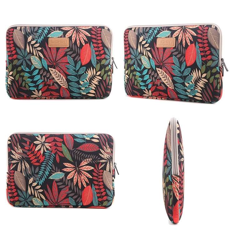 Lisen 11.6 inch Sleeve Case Colorful Leaves Zipper Briefcase Carrying Bag (Black)
