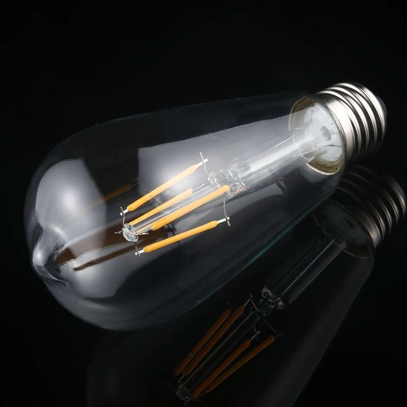 ST64 E27 4W 4 LEDs 600 LM 3000K Retro Dimming LED Filament Light Bulb Energy Saving Light, AC 220V(W