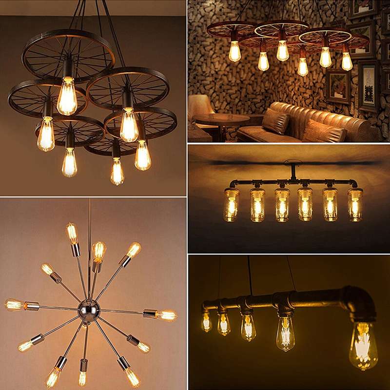 ST64 E27 4W 4 LEDs 600 LM 3000K Retro Dimming LED Filament Light Bulb Energy Saving Light, AC 220V(W