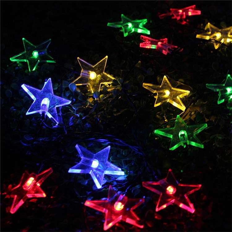 Star Shape 20 LEDs Outdoor Garden Christmas Festival Decoration Solar Lamp String(Warm White)