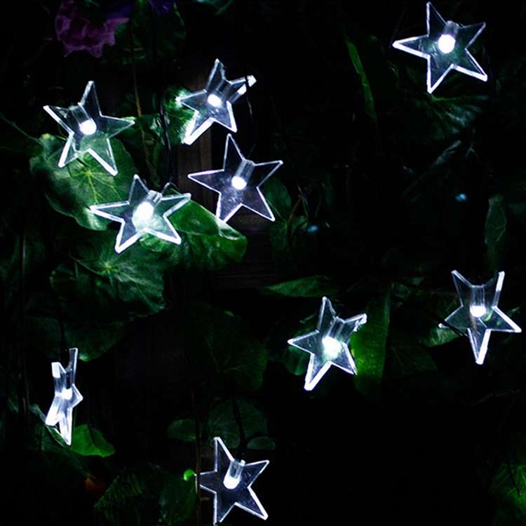 Star Shape 20 LEDs Outdoor Garden Christmas Festival Decoration Solar Lamp String(Warm White)