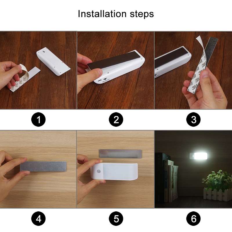 PIR Human Body Motion Sensor White Light LED Night Light, 1W 12 LEDs 240 LM USB Charging, Sensor Dis