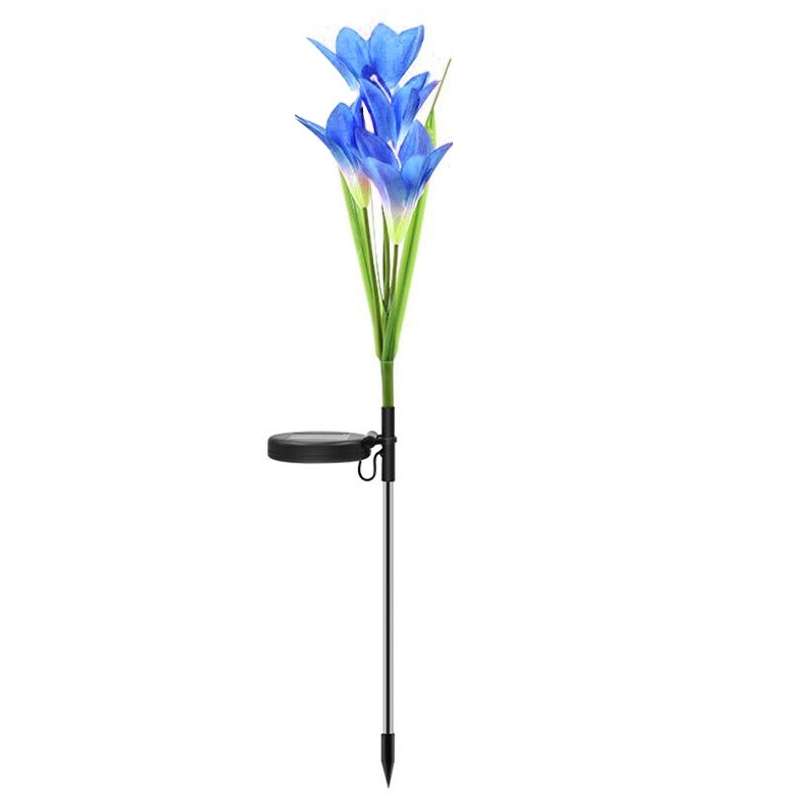 Simulated Lily Flower 4 Heads Solar Powered Outdoor IP55 Waterproof LED Decorative Lawn Lamp, White