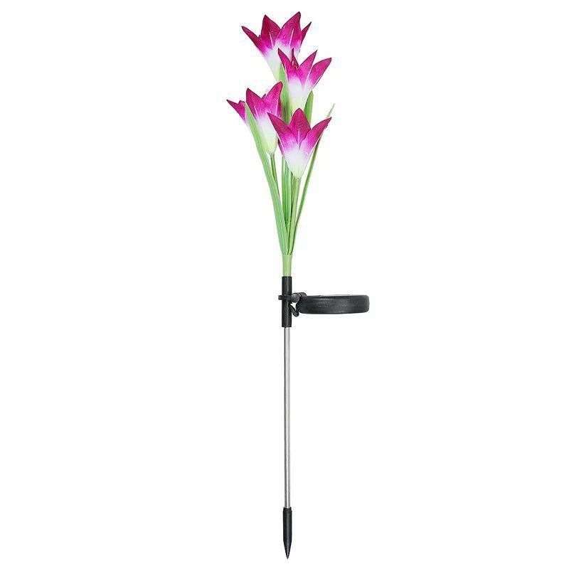 Simulated Lily Flower 4 Heads Solar Powered Outdoor IP55 Waterproof LED Decorative Lawn Lamp, White