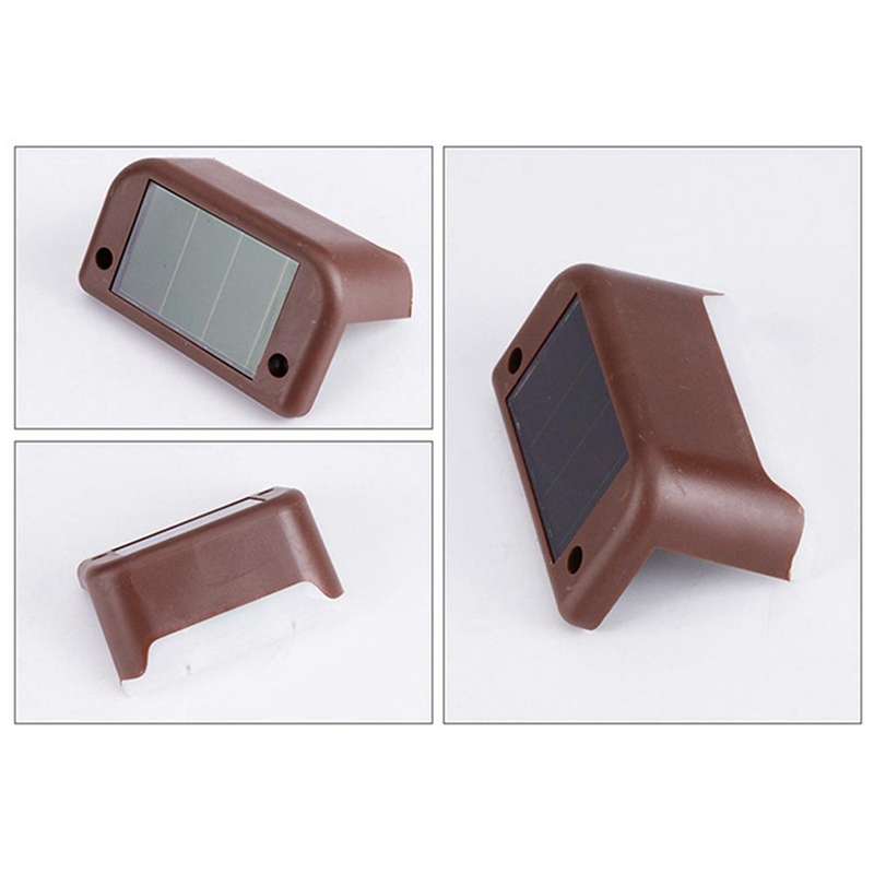 12 PCS Solar Powered LED Outdoor Stairway Light IP65 Waterproof Garden Lamp, Warm White Light(Brown)