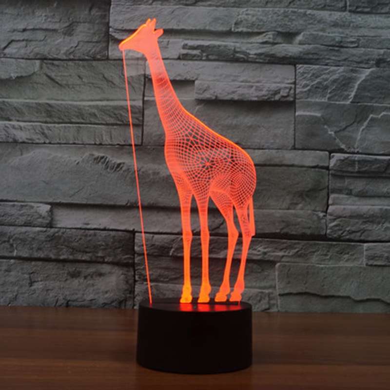 Giraffe Style 3D Touch Switch Control LED Light , 7 Color Discoloration Creative Visual Stereo Lamp