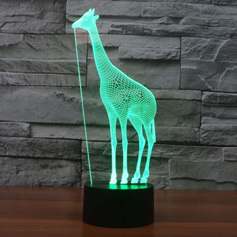 Giraffe Style 3D Touch Switch Control LED Light , 7 Color Discoloration Creative Visual Stereo Lamp