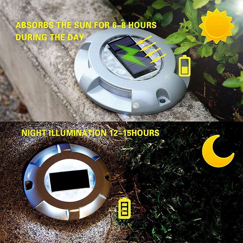 LED Solar Powered Embedded Ground Lamp IP68 Waterproof Outdoor Garden Lawn Lamp(Black)
