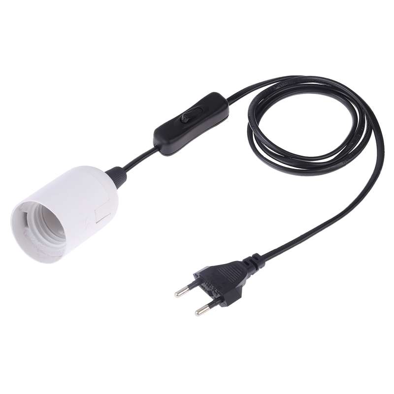 E27 Wire Cap Switch Lamp Holder Chandelier Power Socket with 1.5m Extension Cable, Big UK Plug(White