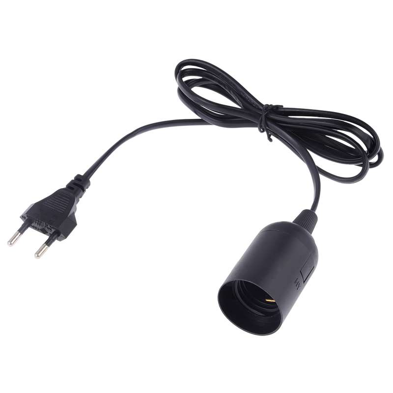 E27 Wire Cap Lamp Holder Chandelier Power Socket with 1.5m Extension Cable, Big UK Plug(Black)