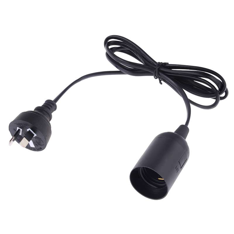 E27 Wire Cap Lamp Holder Chandelier Power Socket with 1.5m Extension Cable, Big UK Plug(Black)