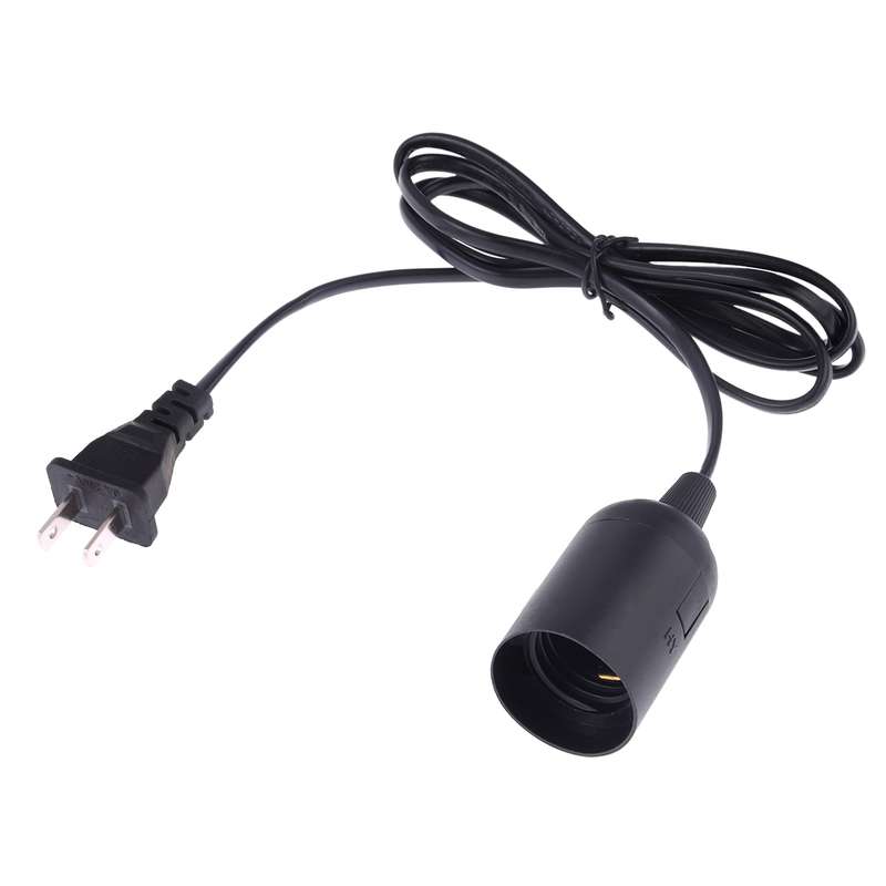 E27 Wire Cap Lamp Holder Chandelier Power Socket with 1.5m Extension Cable, Big UK Plug(Black)