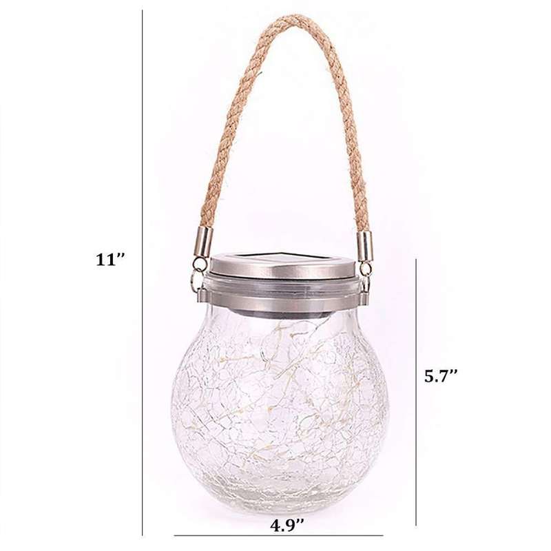Solar Energy Glass Bottle Pendent Lamp IP55 Waterproof Outdoor Garden Decoration Light (Warm White)