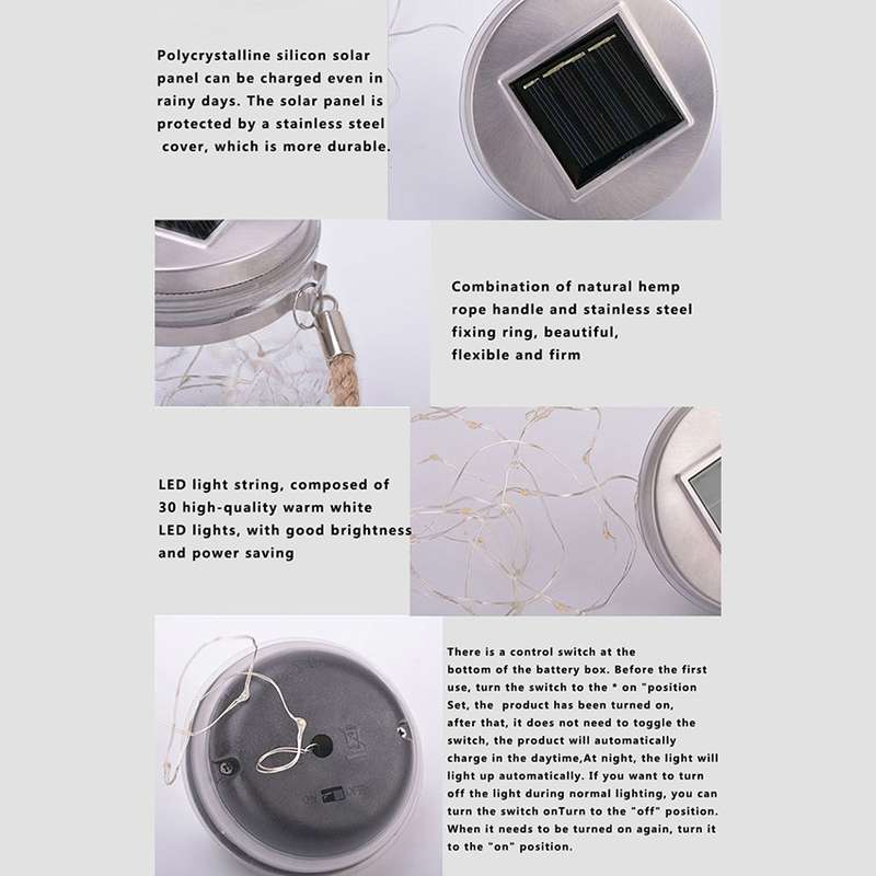 Solar Energy Glass Bottle Pendent Lamp IP55 Waterproof Outdoor Garden Decoration Light (Warm White)