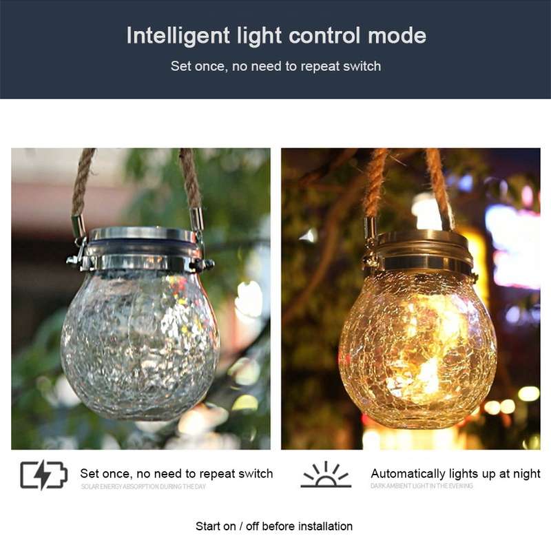 Solar Energy Glass Bottle Pendent Lamp IP55 Waterproof Outdoor Garden Decoration Light (Warm White)