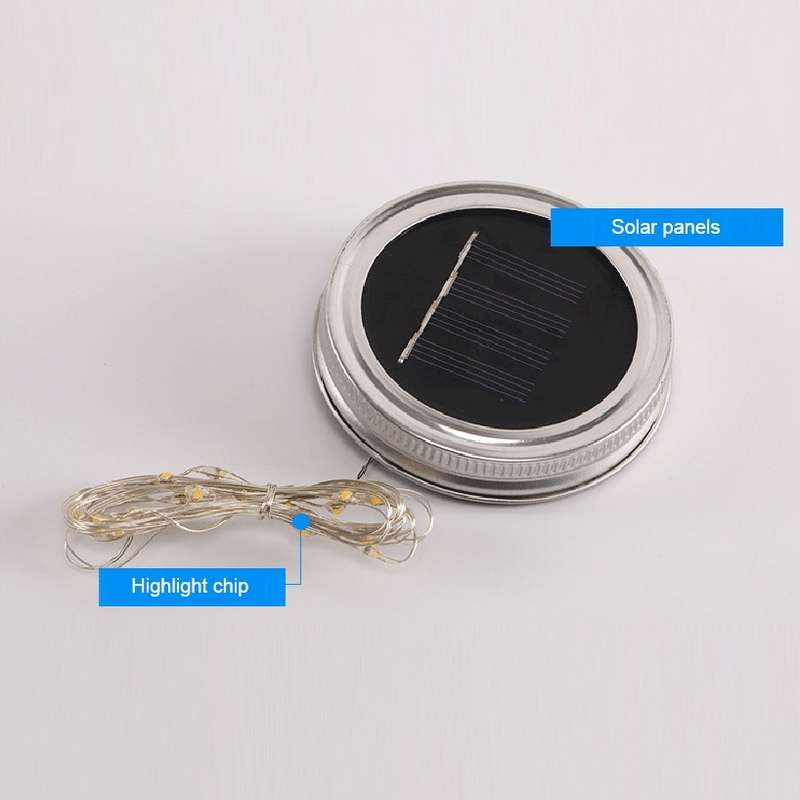 10 LEDs Solar Energy Mason Bottle Cap Pendent Lamp Outdoor Decoration Garden Light, Not Include Bott