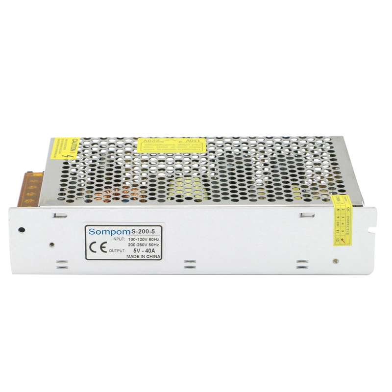 SOMPOM S-200-5 200W 5V 40A Switching Driver LED Light Strip Display Screen Lighting Monitor Power Su