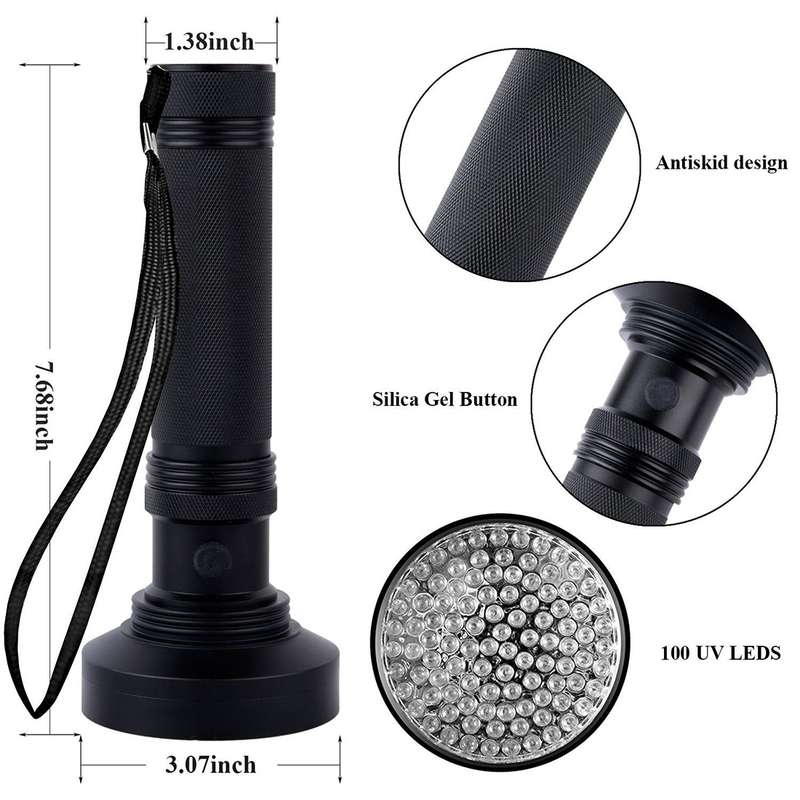 100 LED UV Flashlight Scorpion Detector Fluorescence Detector