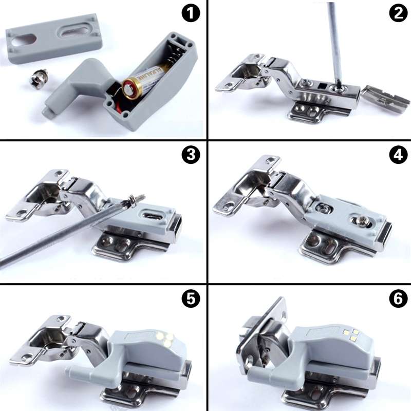 0.3W Universal Inner Hinge LED Sensor lamp Cupboard 3 LEDs Night light Auto ON/OFF Bulb(White Light)