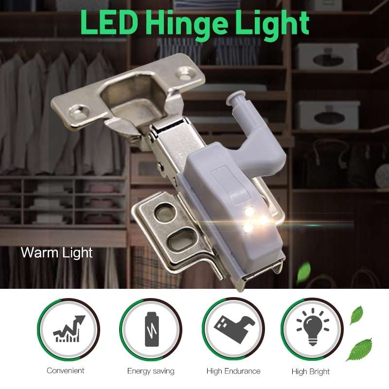 0.3W Universal Inner Hinge LED Sensor lamp Cupboard 3 LEDs Night light Auto ON/OFF Bulb(White Light)