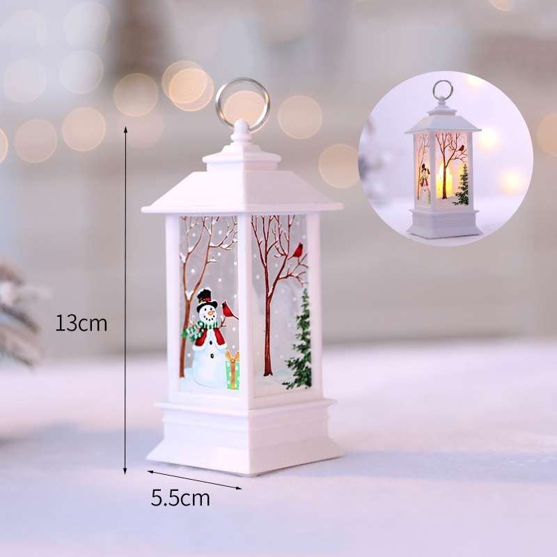 Red Santa Claus Pattern Christmas Simulation Flame LED Lamp Desktop Decoration